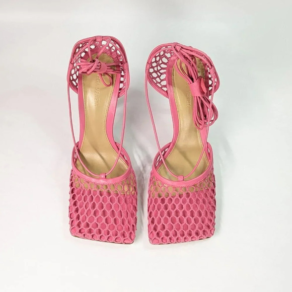 Bottega Veneta Women's Azalea Stretch Mesh Ankle Tie Sandals Size 41 MSRP $1,100 - Picture 4 of 12
